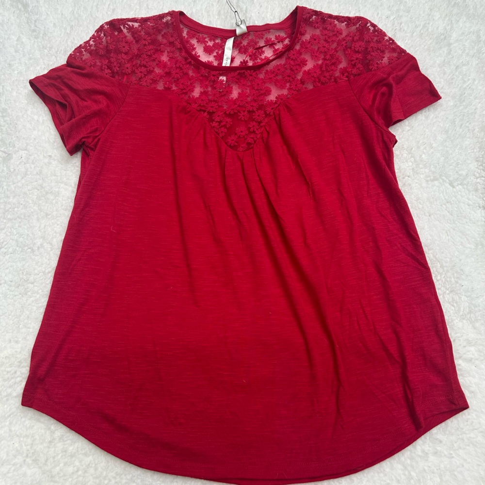 LC Lauren Conrad Red Floral Lace Bandeau Camisole